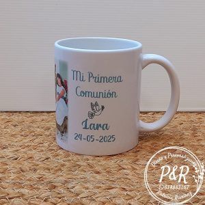 Taza comunión tono azul con foto